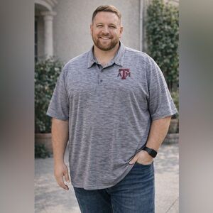 Texas A&M Aggies Polo Mens 3XL Big & Tall Gray NCAA Short Sleeve Shirt Gameday